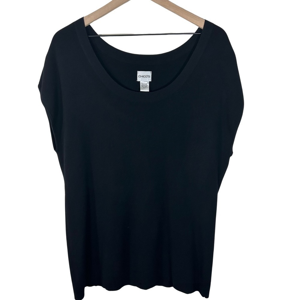 Chico's Black Shortsleeve Sweater Top, XL